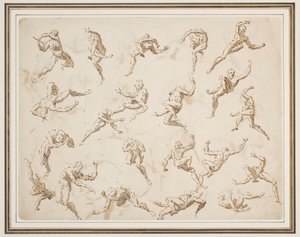 Sheet Of Figure Studies (barna tinta tollal felhordva mosással krémszínű papírra)